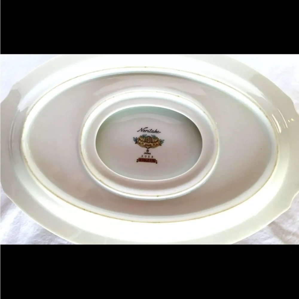 Noritake Gravy Boat VIOLETTE‎ with Attached Underplate #3054 Purple Flowers